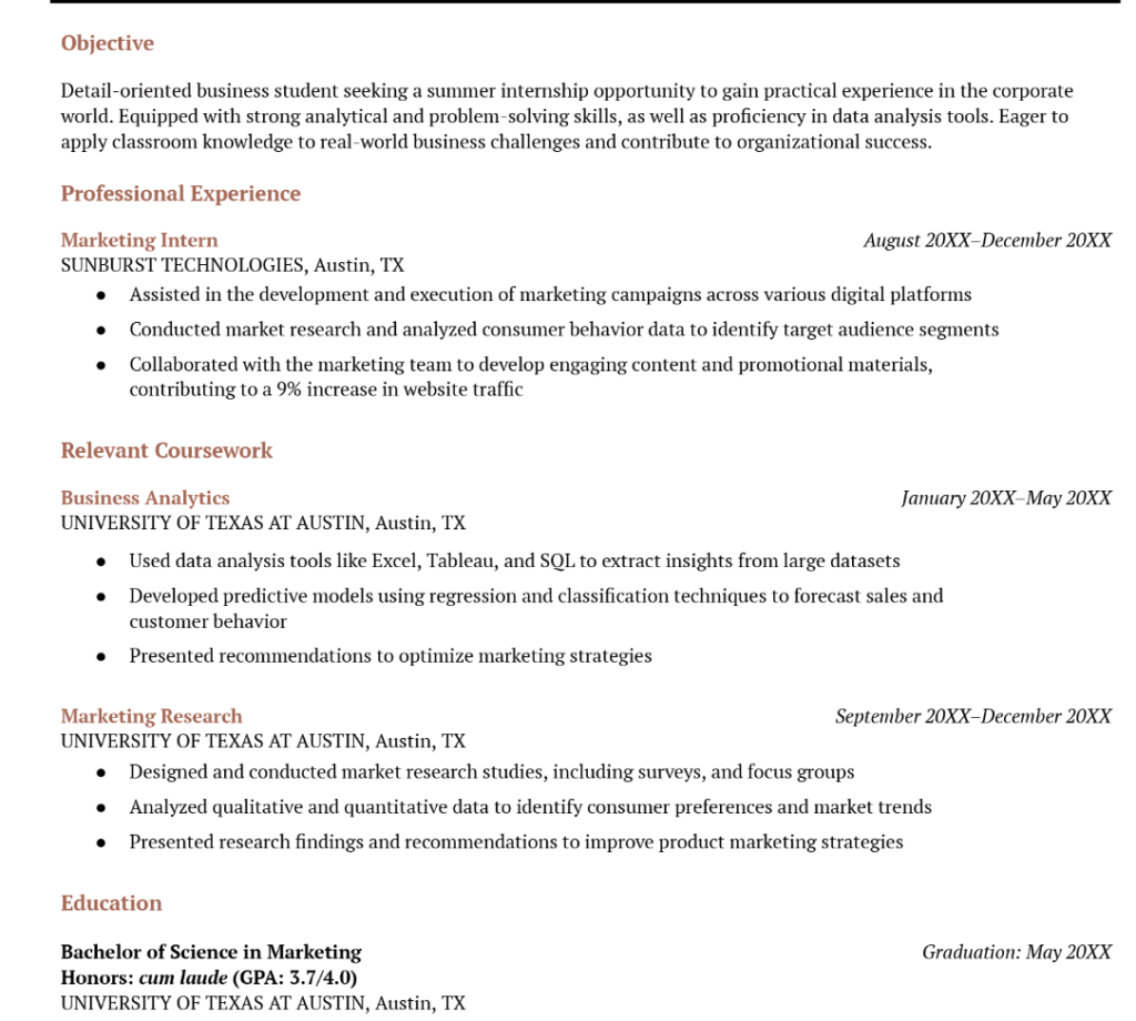 Writing a CV for International Internships